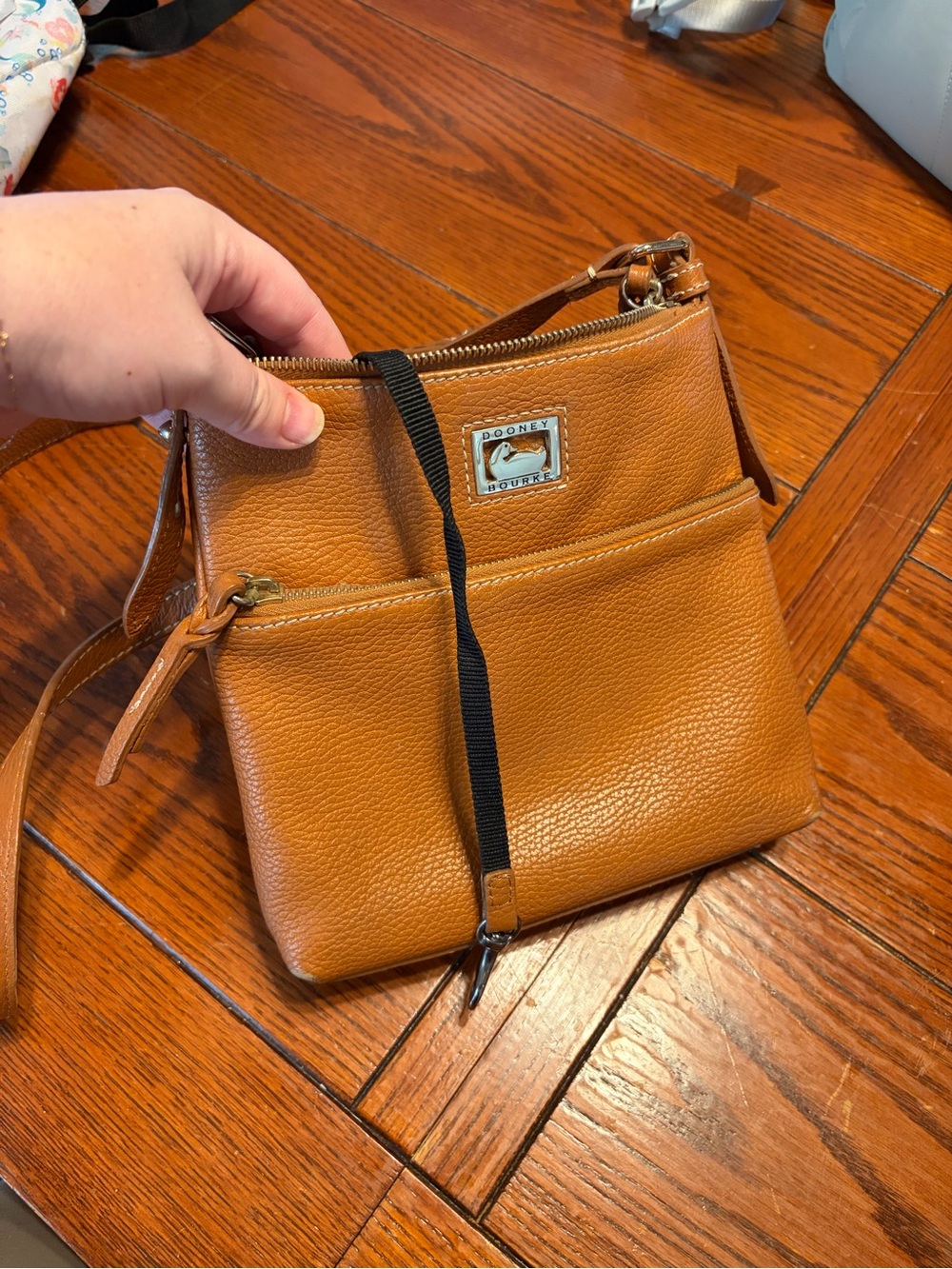 Dooney & Bourke Pebbled Leather Crossbody in Cognac Brown
